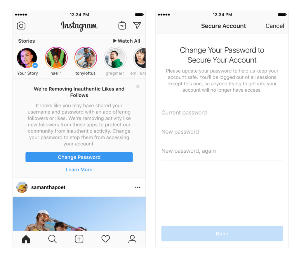 Instagram memperingatkan mereka akan menghapus akun tidak otentik