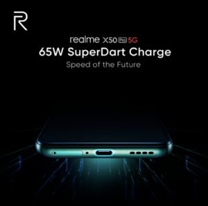 Realme menegaskan X50 Pro 5G akan menampilkan kemampuan pengisian cepat SuperDart