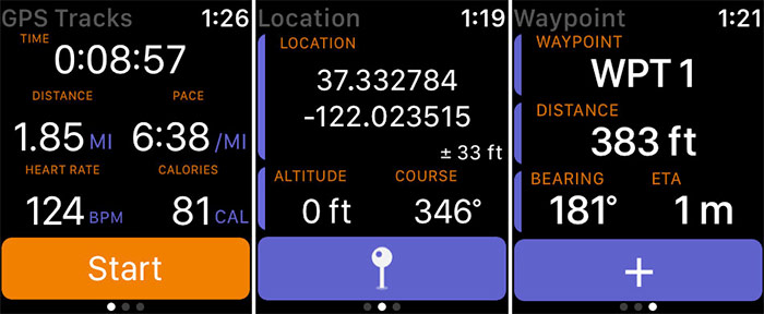 Trek GPS Apple Watch Tangkapan Layar Aplikasi