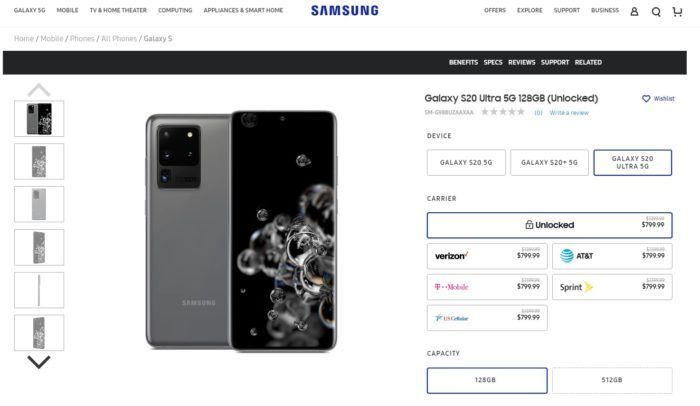 Tempat untuk membeli Samsung Galaxy S20, S20 Plus dan S20 Ultra di AS USA 9