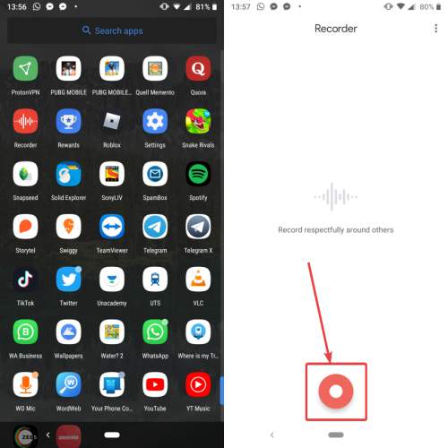 Öffnen Sie Pixel Recorder 4 auf Ihrem Android-Gerät