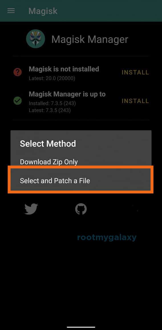 Välj och lapp Magisk-filer - Moto G8 Plus