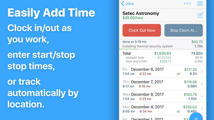 HoursTracker Time Tracker Screenshot Aplikasi iPhone dan iPad