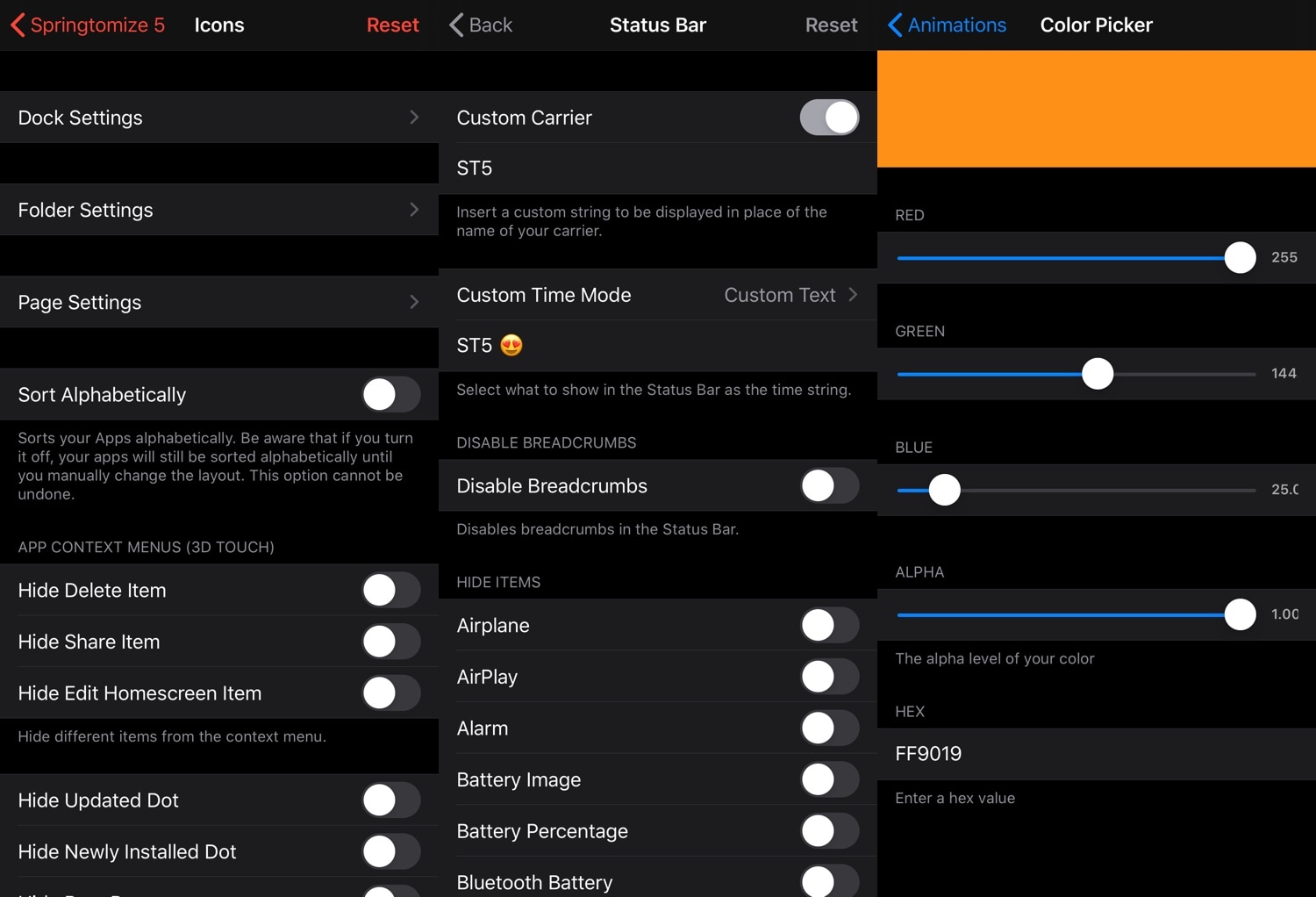 Springtomize 5 Giới thiệu Cá nhân hóa Springboard nâng cao cho điện thoại iOS 13 nhân tạo 4