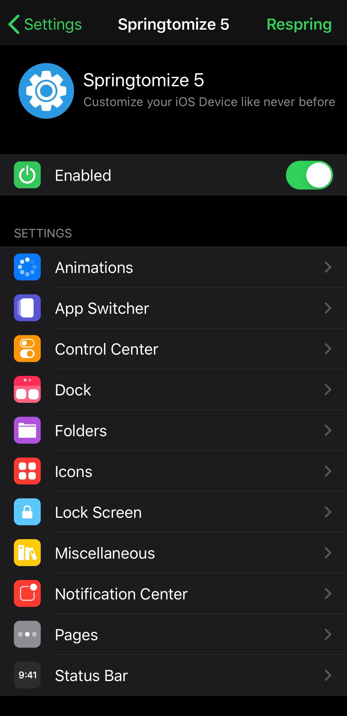 Springtomize 5 Giới thiệu Cá nhân hóa Springboard nâng cao cho điện thoại iOS 13 nhân tạo 3