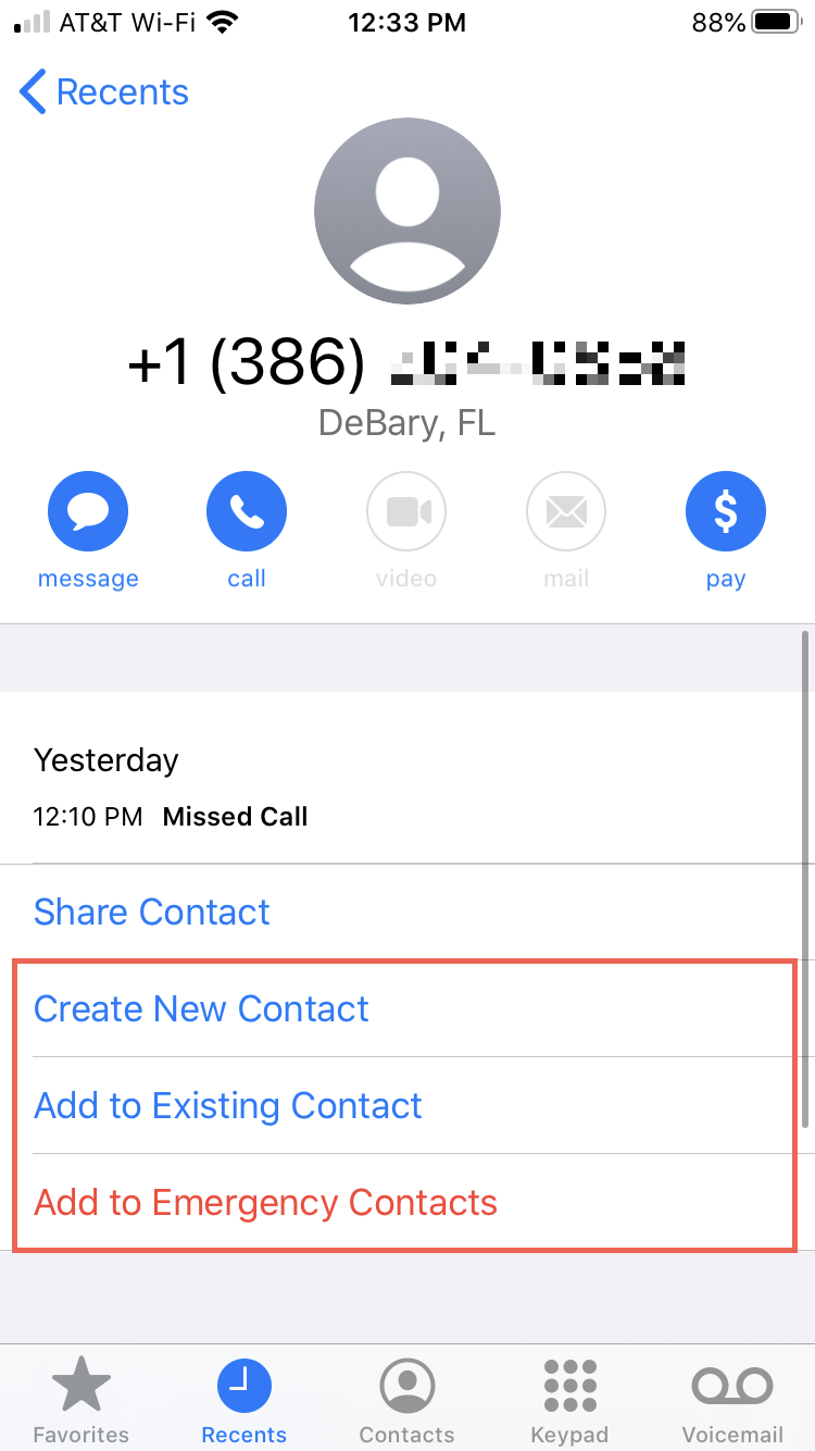 iPhone Phone App Spara i kontakter