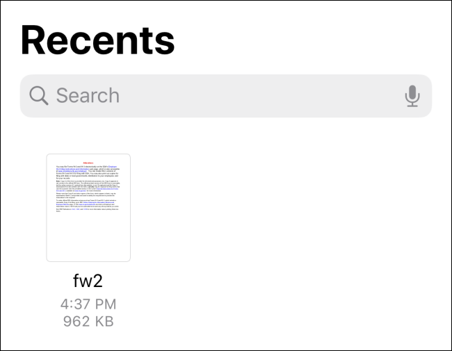 Tampilan ini di aplikasi Files menunjukkan PDF Anda yang baru disimpan