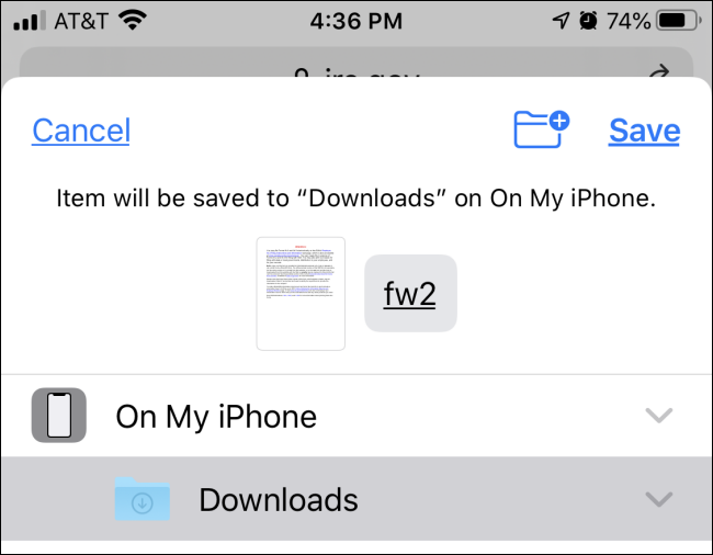 Menyimpan file PDF ke File di iPhone