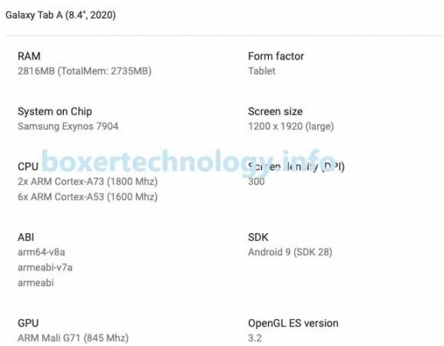 Samsung Galaxy Tab A 8.4 (2020) Mendapat Render dan Memiliki Spesifikasinya Yang Bocor 2