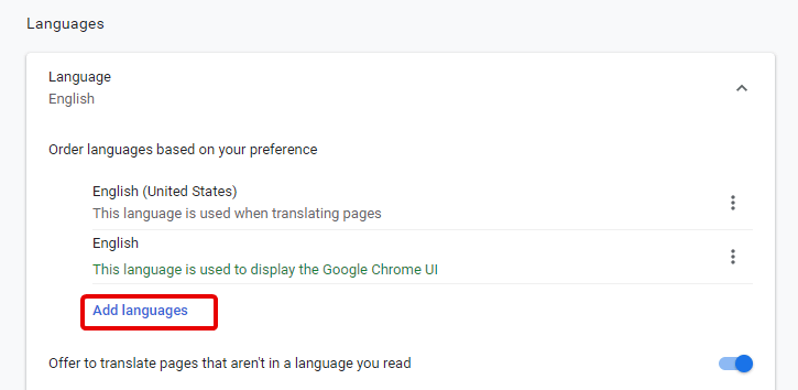 Kroky na zmenu jazyka prehliadača Chrome Krok 6