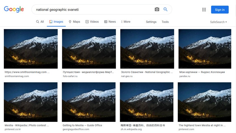 Pencarian gambar terbalik Google Mestia