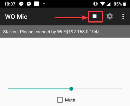 öppna WO Mic-appen igen på din Android-enhet