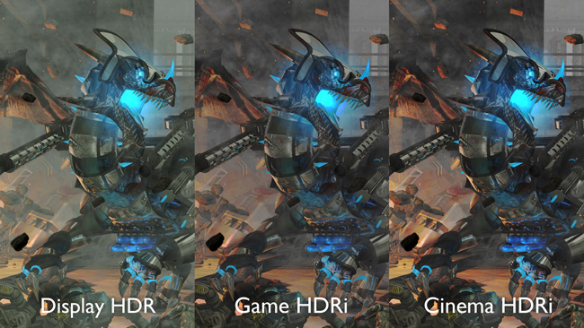 Dibandingkan dengan HDR, Game HDRi mempertahankan lebih detail dan menawarkan visual game yang lebih benar, sementara mode Cinema HDRi mempertahankan warna yang paling alami.
