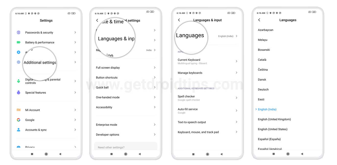 Thay đổi ngôn ngữ trên Xiaomi