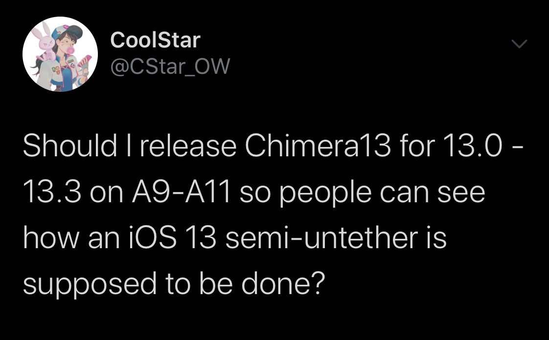CoolStar menggoda screenshot Chimera13 jailbreaking iPadOS 13 4