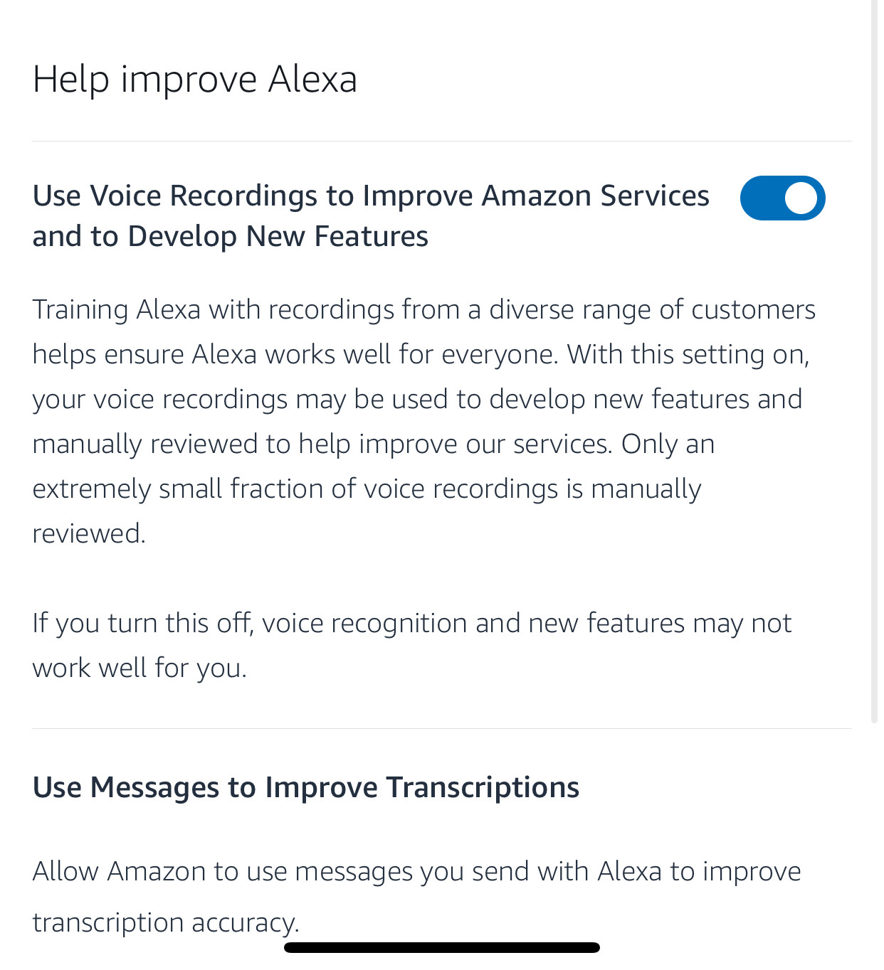  Anda dapat menyisih dari berbagi audio dengan Amazon pekerja