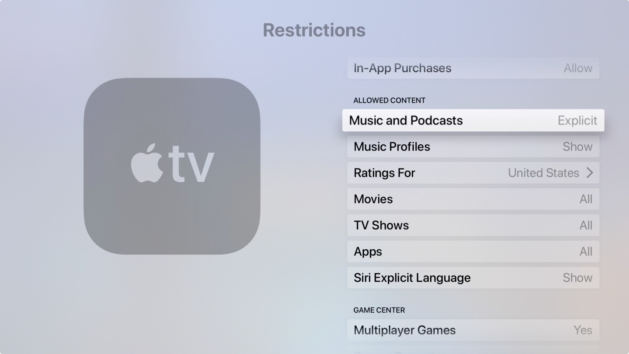 Apple Konten TV terbatas