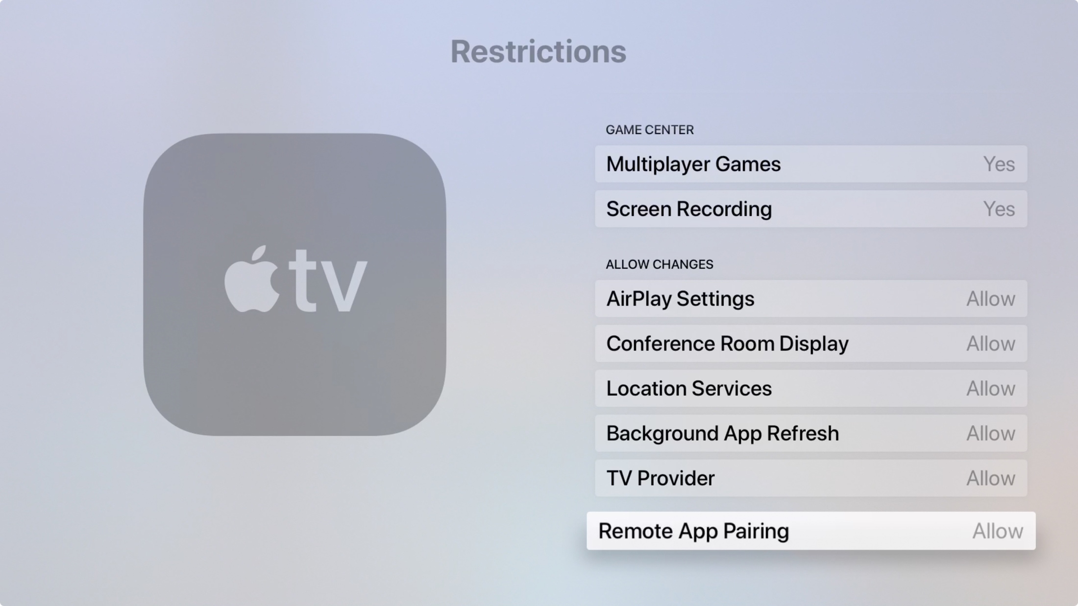 Apple Pembatasan TV memungkinkan perubahan