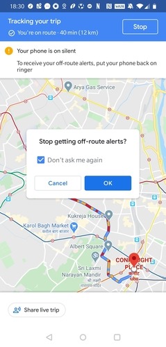 Google Maps Stop Route Alerts