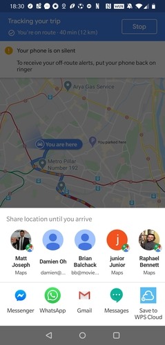 Google Maps membagikan lokasi secara langsung