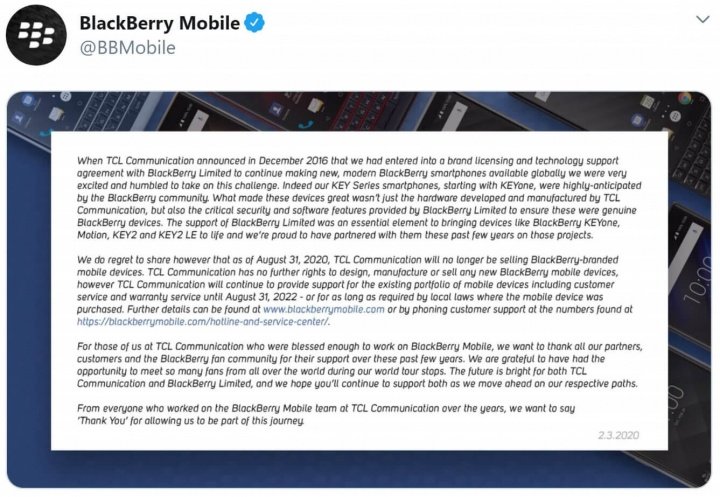Image - BlackBerry menghentikan pembuatan ponsel: TCL meninggalkan merek