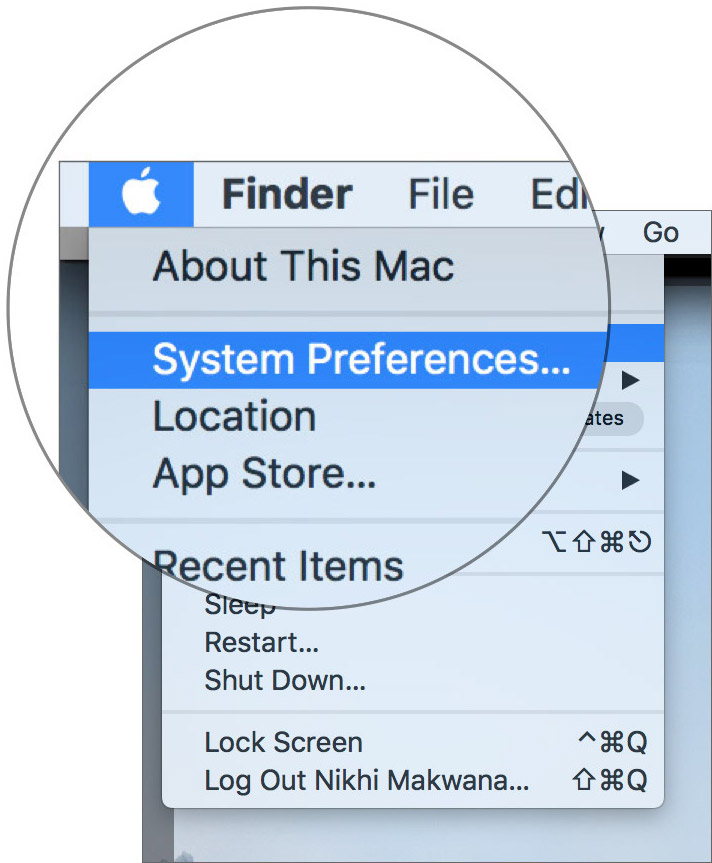 Klik Apple Logo lalu klik Preferensi Sistem pada Mac