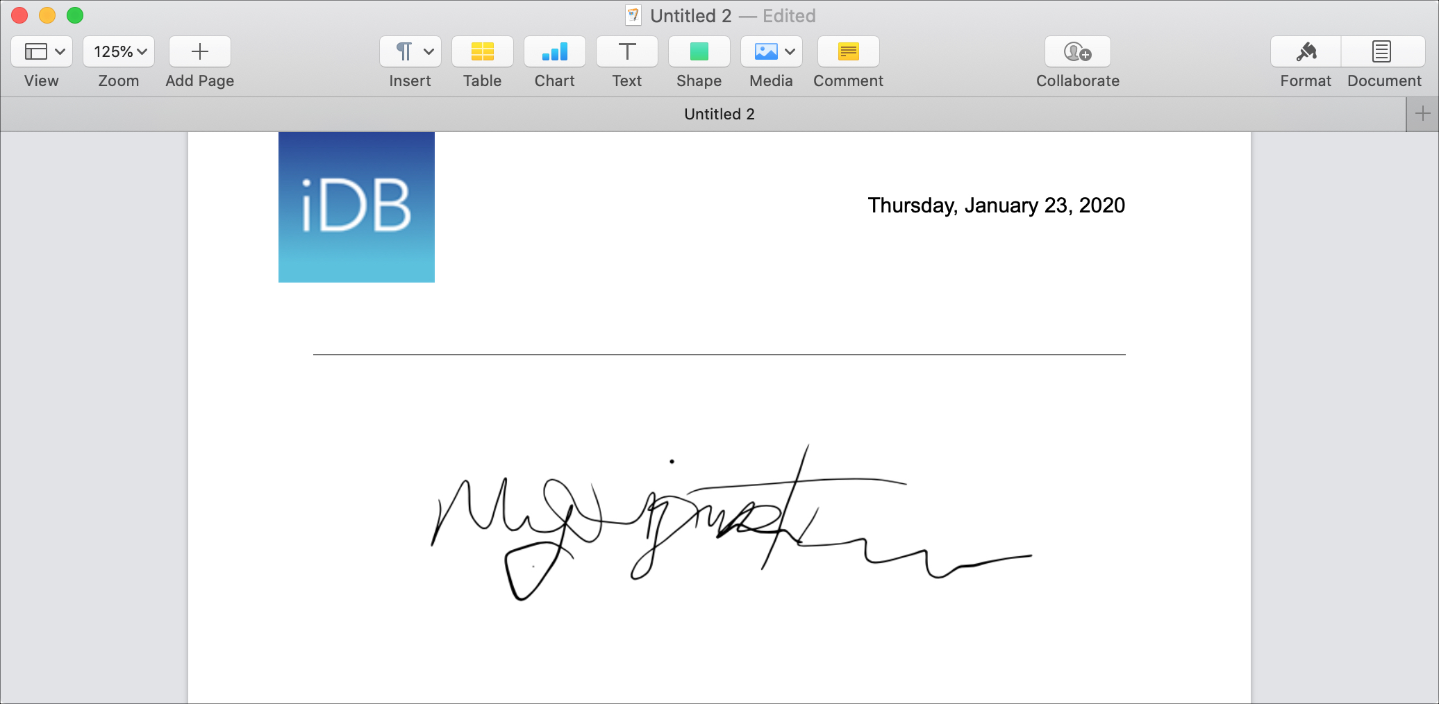 Thêm một trang hình ảnh chữ ký Mac