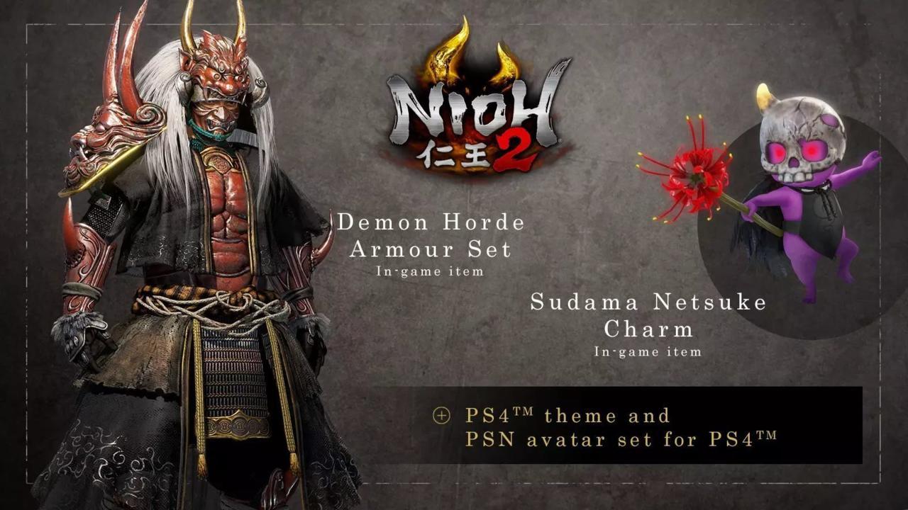 Đặt trước Nioh 2 Đi kèm với một bộ áo giáp PS4, sự quyến rũ và chủ đề / hình đại diện