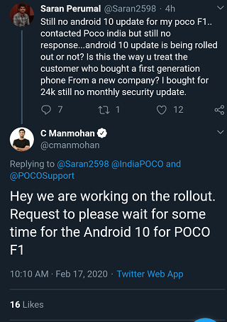 Pembaruan Poco F1 (Pocophone F1) Android 10 belum tiba? Inilah yang dikatakan oleh Poco India GM 2