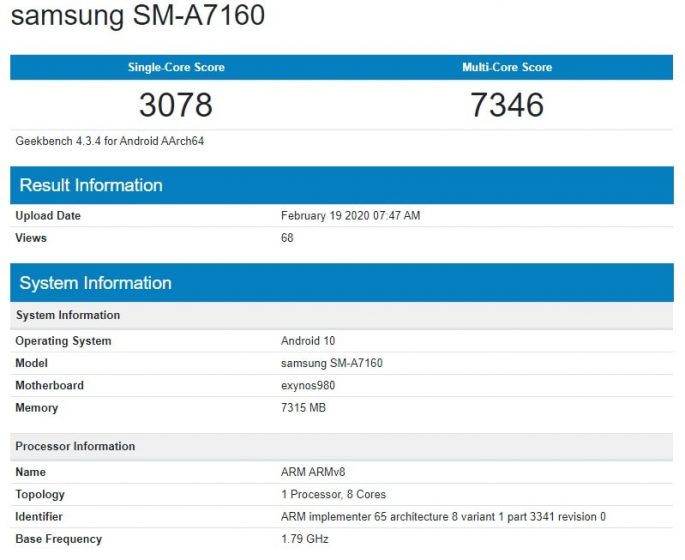 Samsung Galaxy A71 5G akan hadir dengan Exynos 980 dan Android 10