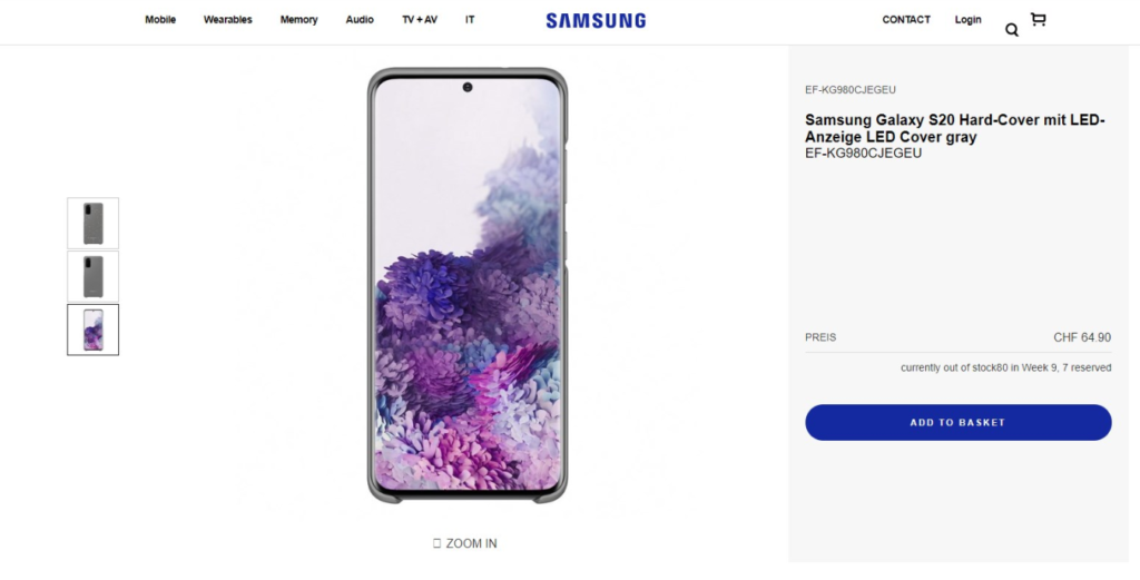 Samsung keliru menunjukkan Galaxy S20 di situs web Anda 1