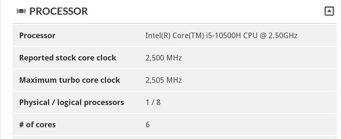 Intel Core i5 10500H 0
