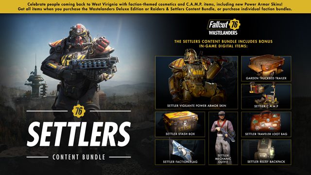 Fallout 76 Wastelanders Tanggal rilis NPC bundel konten Settlers Raiders