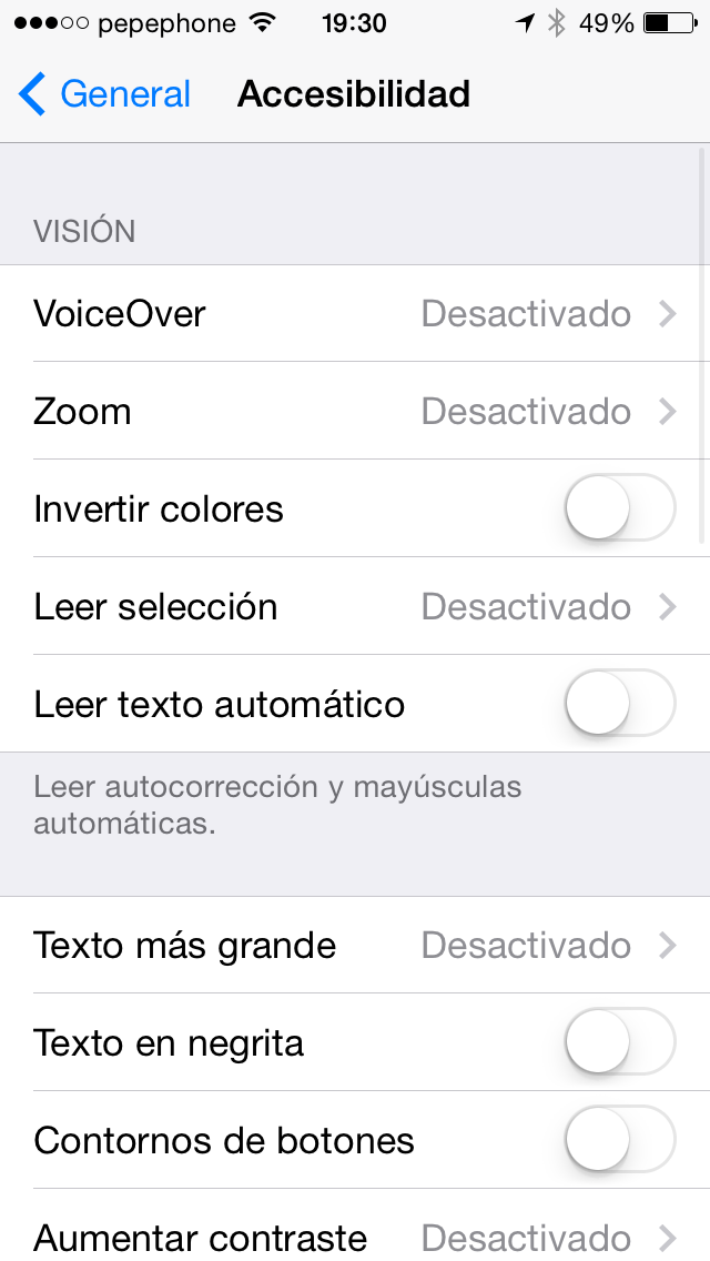 Accessibility iOS 7.1 - tangkapan layar 1