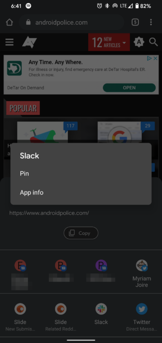 Điểm ảnh trên Android 10 hiện có thể ghim ứng dụng vào menu chia sẻ, nhờ bản cập nhật tháng 3 1