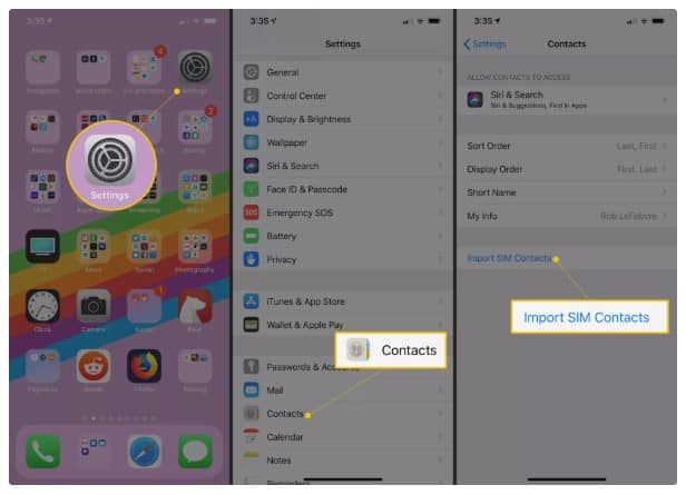 Mentransfer kontak dari Android ke iPhone dengan mengimpor/mengekspor dari kartu sim